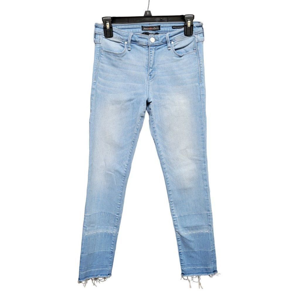 Abercrombie & Fitch Mid Rise Super Skinny Ankle Jeans Blue Light Wash Womens 28